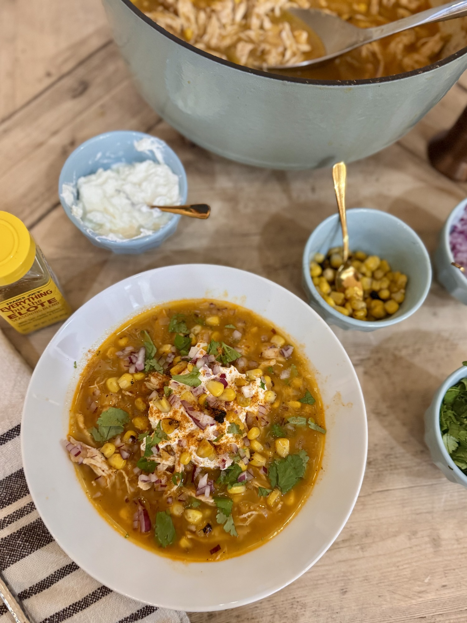Fully Loaded Elote Chicken Chili (Protein-Packed + Cozy)