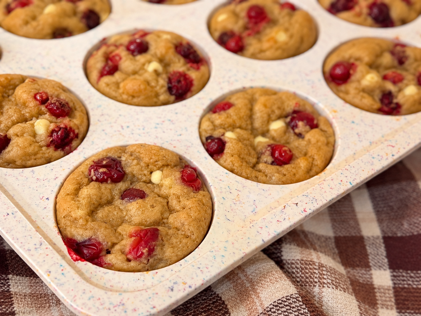 Kid-Approved Banana Cranberry White Chocolate Protein Muffins