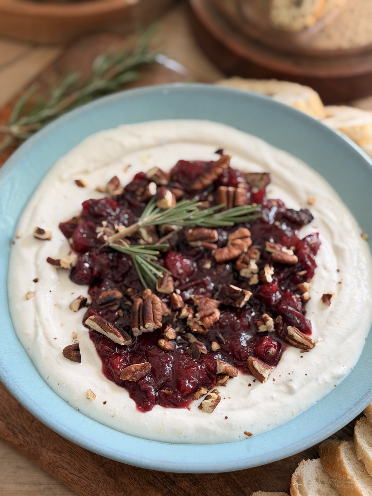 Cranberry-Rosemary Whipped Cottage Cheese Dip